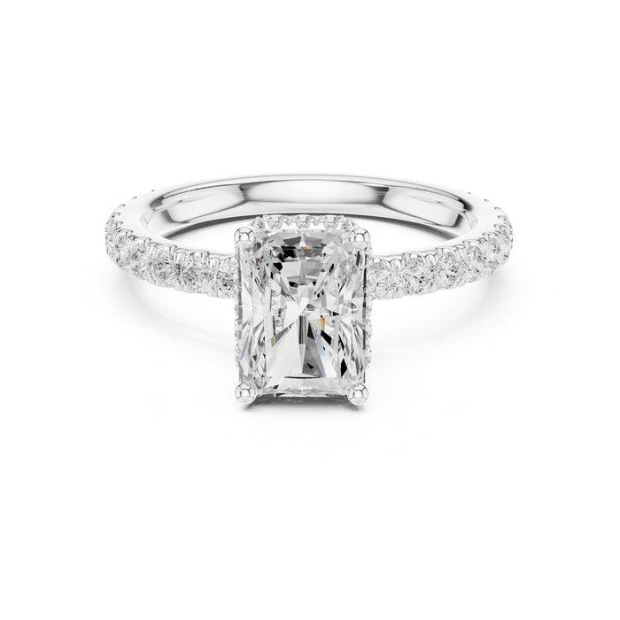 Emerald Lab Grown Diamond Hidden-Halo Engagement Ring