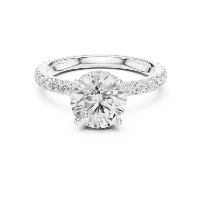 Round Lab Grown Diamond Hidden-Halo Engagement Ring