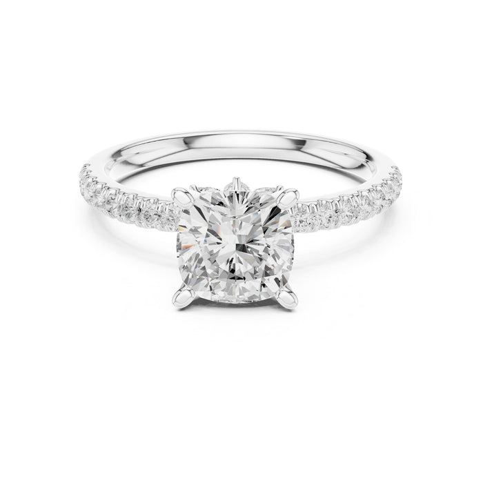 Round Lab Grown Diamond Side-Stone Engagement Ring