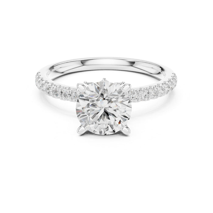 Round Lab Grown Diamond Side-Stone Engagement Ring