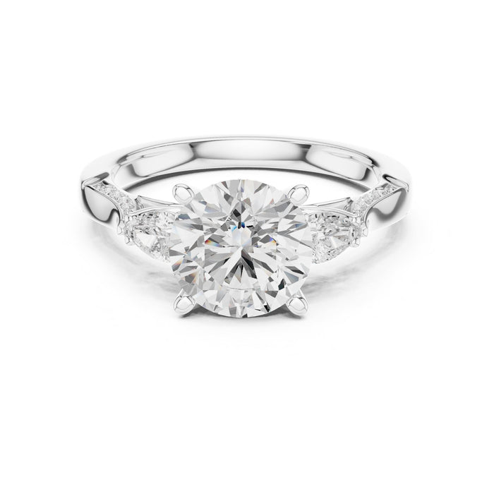 Round Lab Grown Diamond Three-Stone Engagement Ring