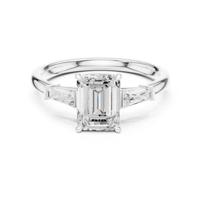 Emerald Lab Grown Diamond Three-Stone Engagement Ring
