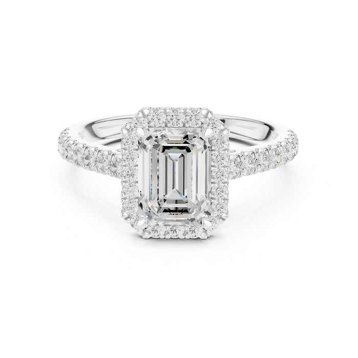 Emerald Lab Grown Diamond Halo Engagement Ring