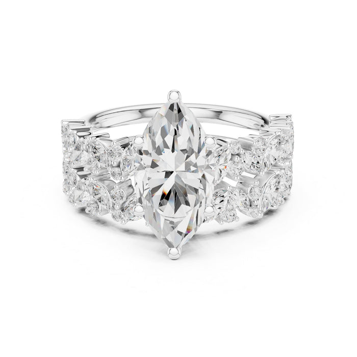 Oval Lab Grown Diamond Side-Stone Engagement Ring