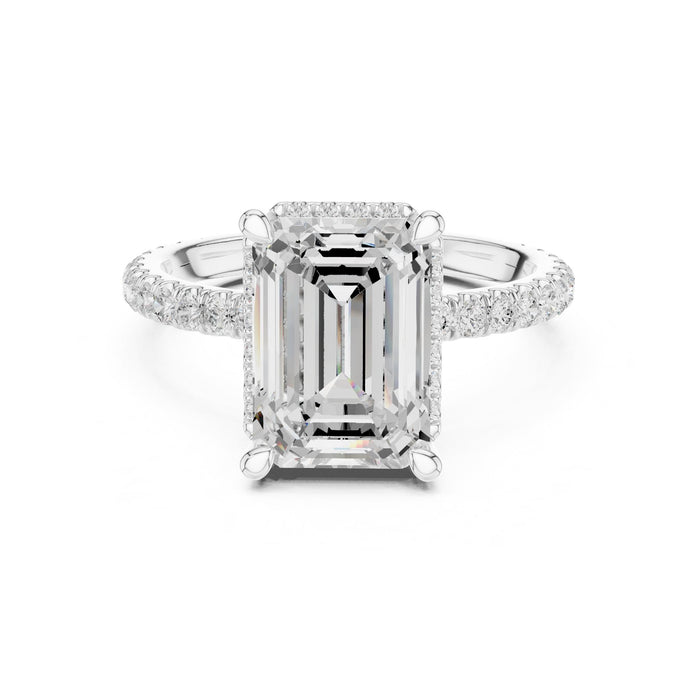 Emerald Lab Grown Diamond Hidden-Halo Engagement Ring