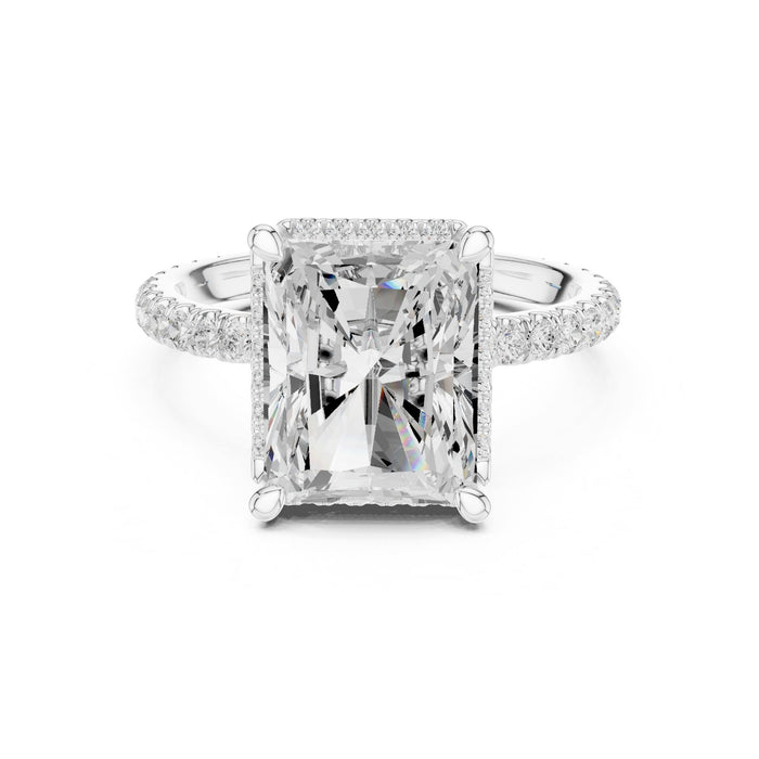 Emerald Lab Grown Diamond Hidden-Halo Engagement Ring
