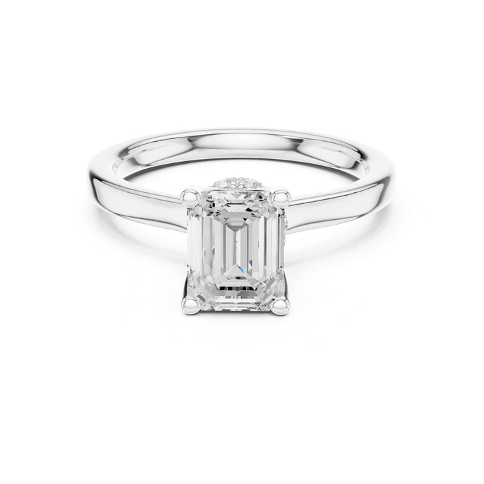 Emerald Lab Grown Diamond Hidden-Halo Engagement Ring