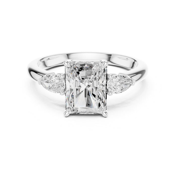 Emerald Lab Grown Diamond Three-Stone Engagement Ring
