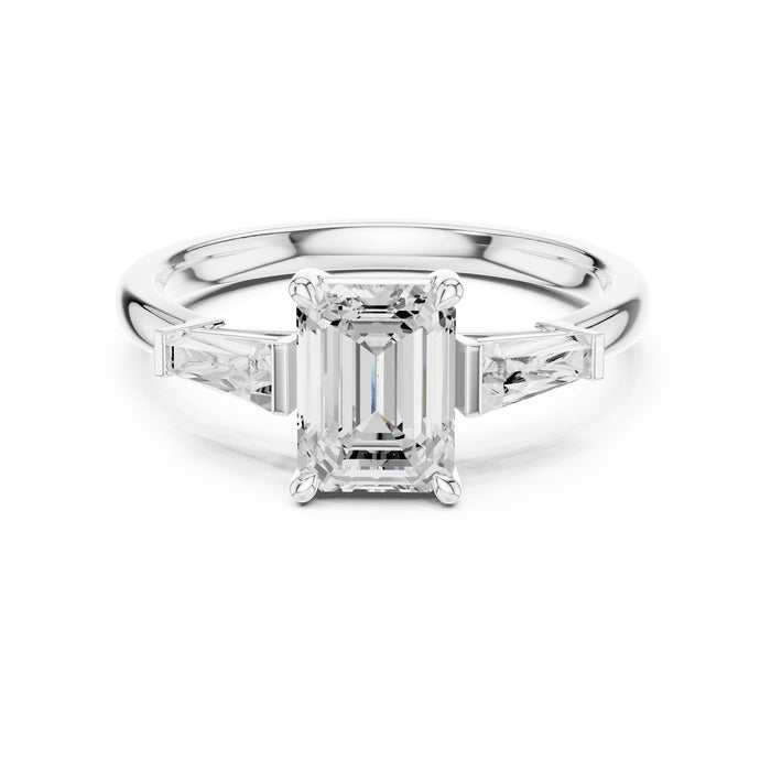 Emerald Lab Grown Diamond Three-Stone Engagement Ring