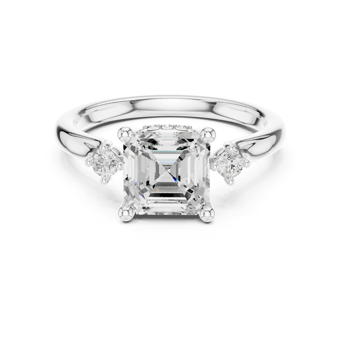 Cushion Lab Grown Diamond Side-Stone Engagement Ring