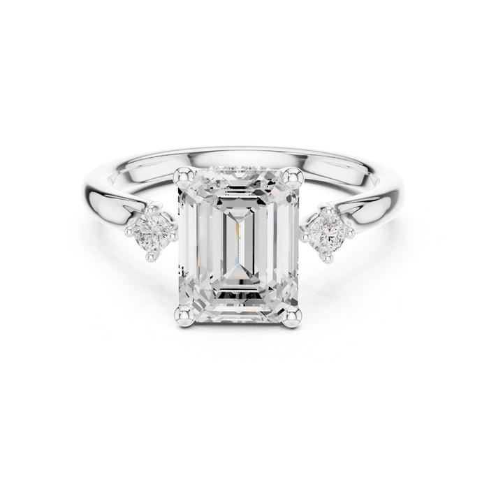 Emerald Lab Grown Diamond Side-Stone Engagement Ring