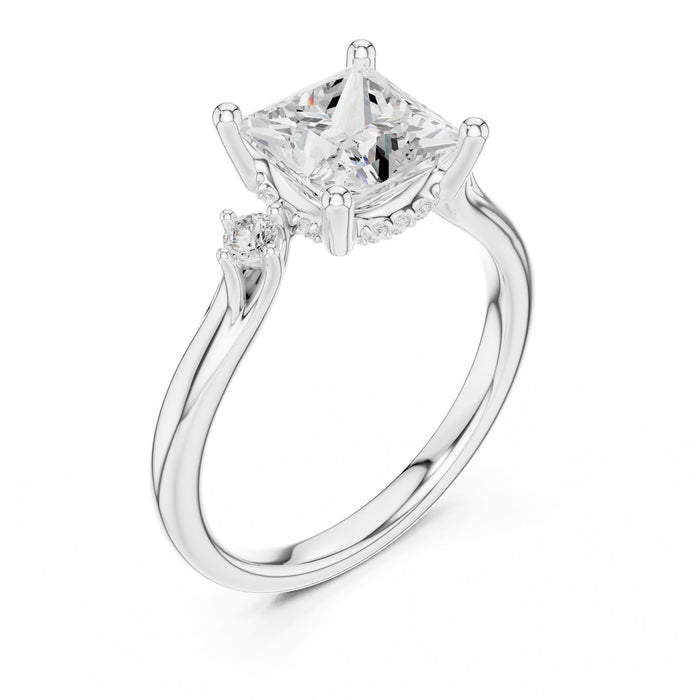 Princess Lab Grown Diamond Side-Stone Engagement Ring