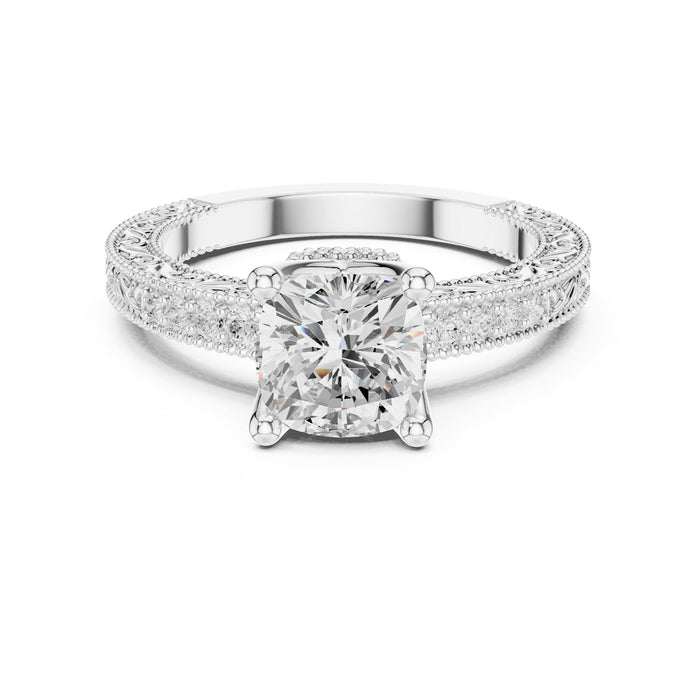 Round Lab Grown Diamond Vintage Engagement Ring