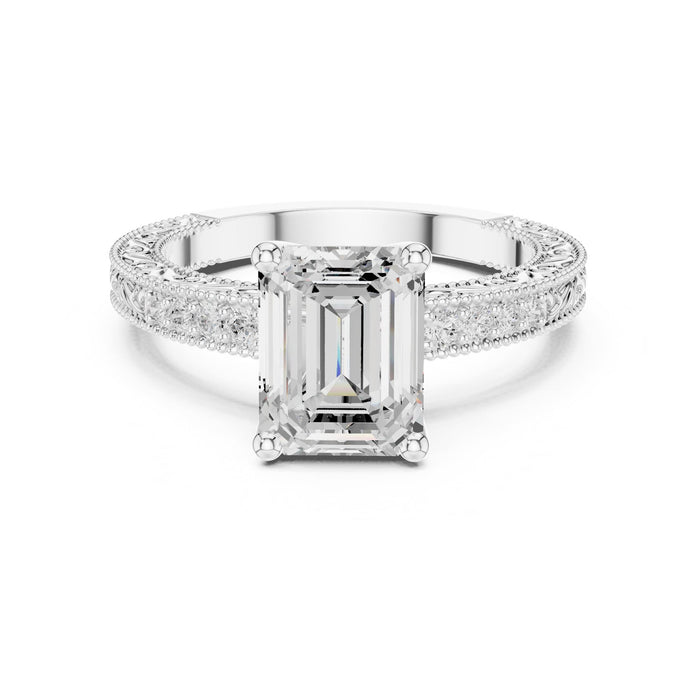 Emerald Lab Grown Diamond Vintage Engagement Ring
