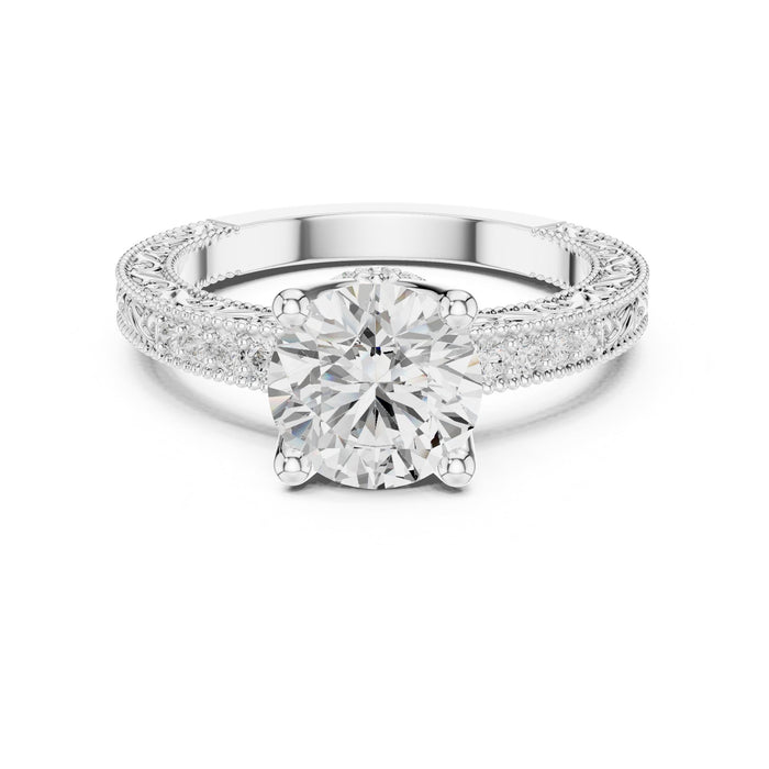 Round Lab Grown Diamond Vintage Engagement Ring