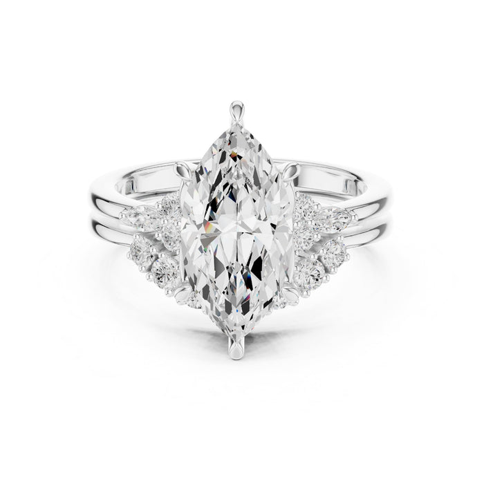 Marquise Lab Grown Diamond Side-Stone Engagement Ring