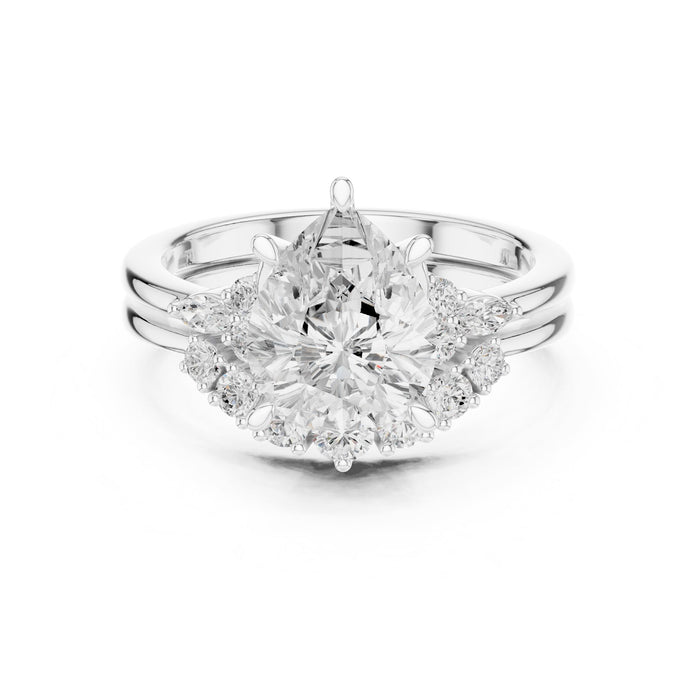 Round Lab Grown Diamond Side-Stone Engagement Ring