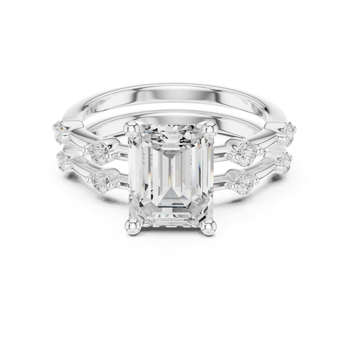 Round Lab Grown Diamond Side-Stone Engagement Ring
