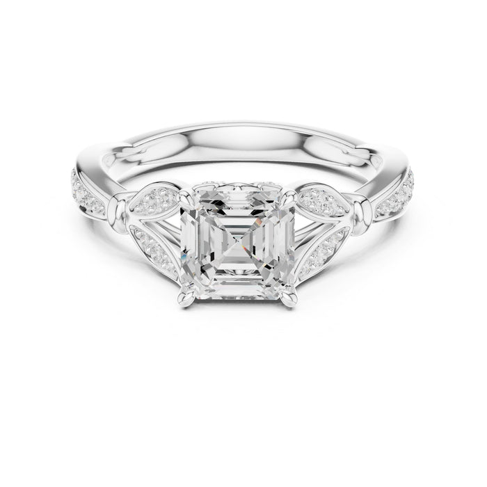 Cushion Lab Grown Diamond Side-Stone Engagement Ring