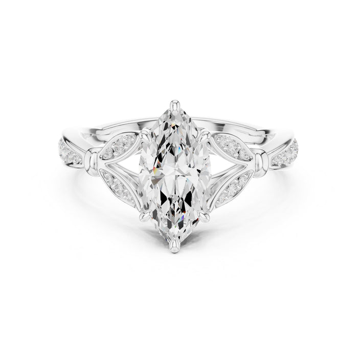 Marquise Lab Grown Diamond Side-Stone Engagement Ring