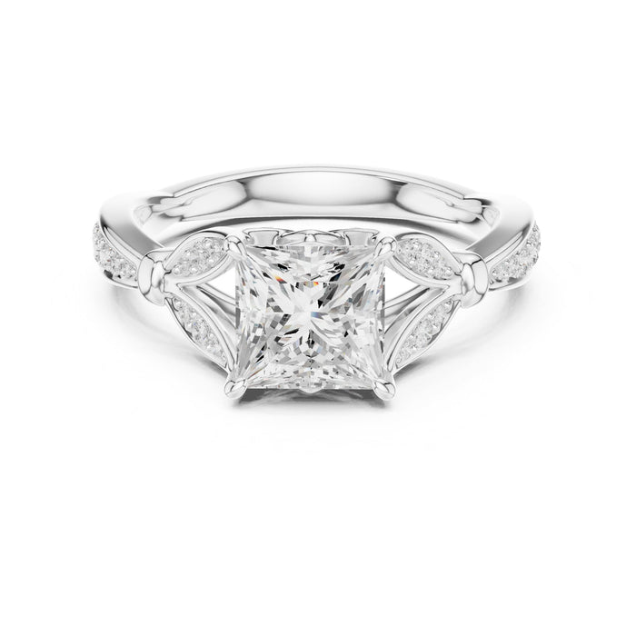 Princess Lab Grown Diamond Side-Stone Engagement Ring