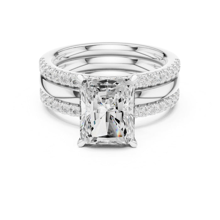 Round Lab Grown Diamond Side-Stone Engagement Ring