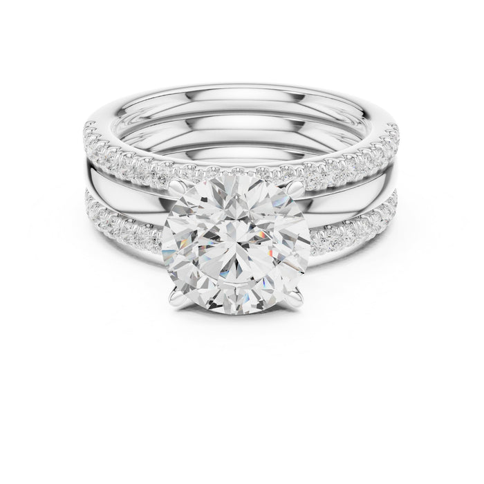 Round Lab Grown Diamond Side-Stone Engagement Ring