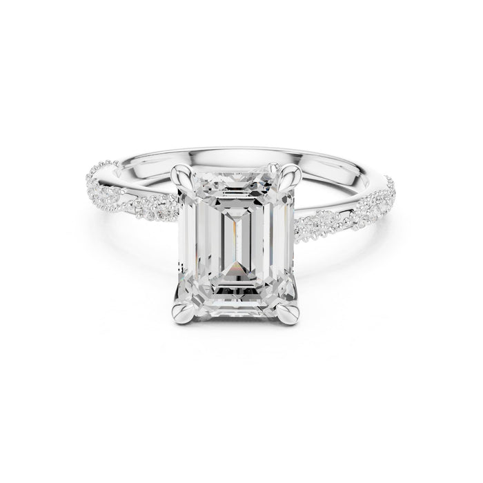 Emerald Lab Grown Diamond Pave Engagement Ring