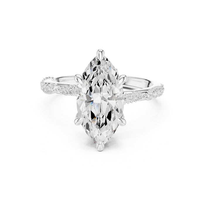 Oval Lab Grown Diamond Side-Stone Engagement Ring