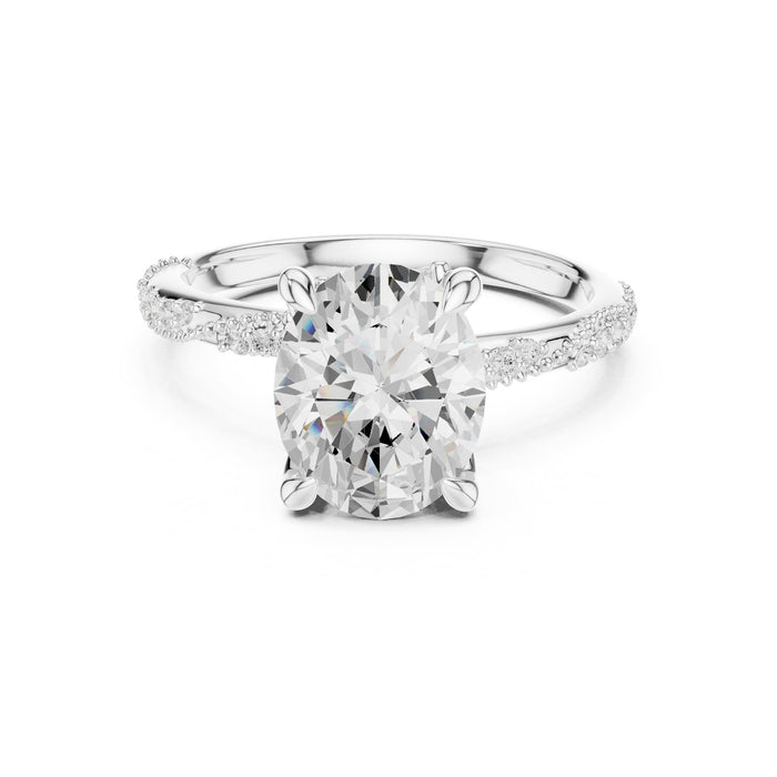 Round Lab Grown Diamond Side-Stone Engagement Ring