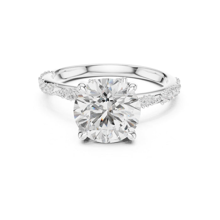 Round Lab Grown Diamond Side-Stone Engagement Ring