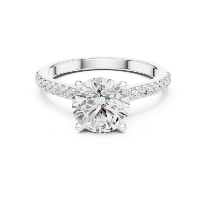 Round Lab Grown Diamond Pave Engagement Ring
