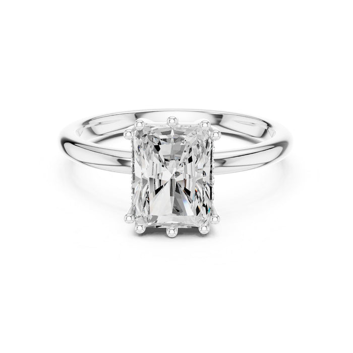 Emerald Lab Grown Diamond Hidden-Halo Engagement Ring