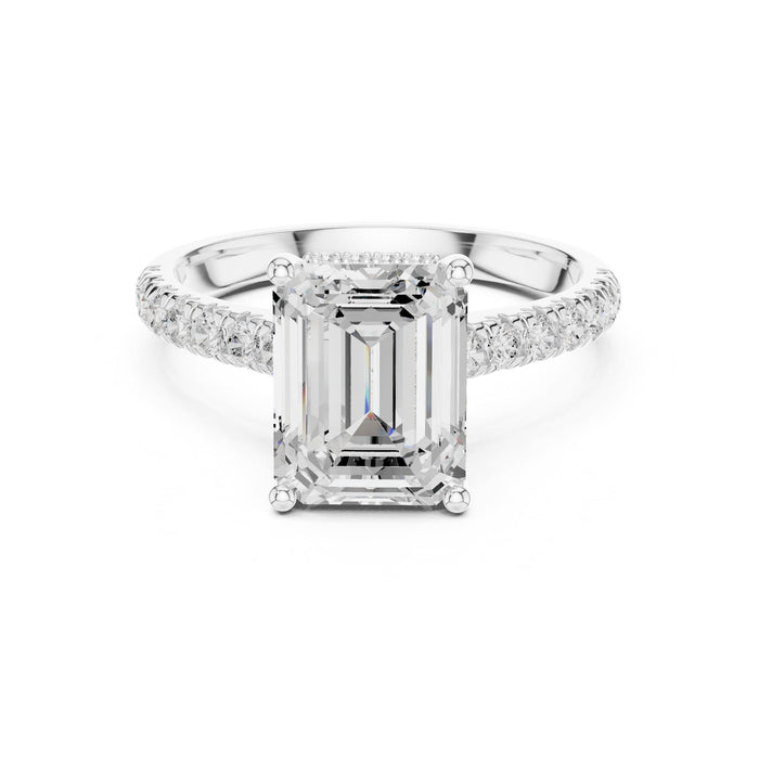 Emerald Lab Grown Diamond Hidden-Halo Engagement Ring