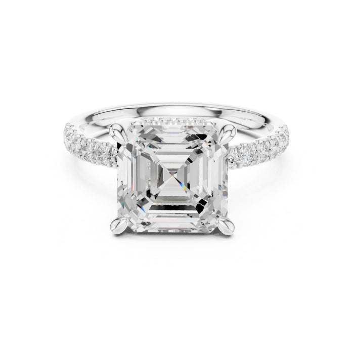 Asscher Lab Grown Diamond Hidden-Halo Engagement Ring