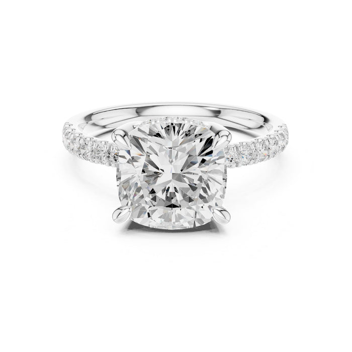 Round Lab Grown Diamond Hidden-Halo Engagement Ring