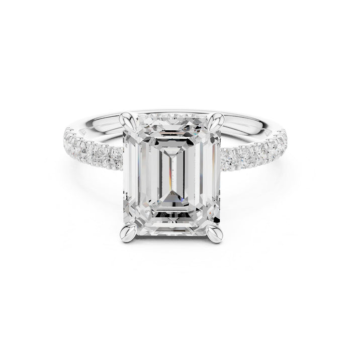 Emerald Lab Grown Diamond Hidden-Halo Engagement Ring