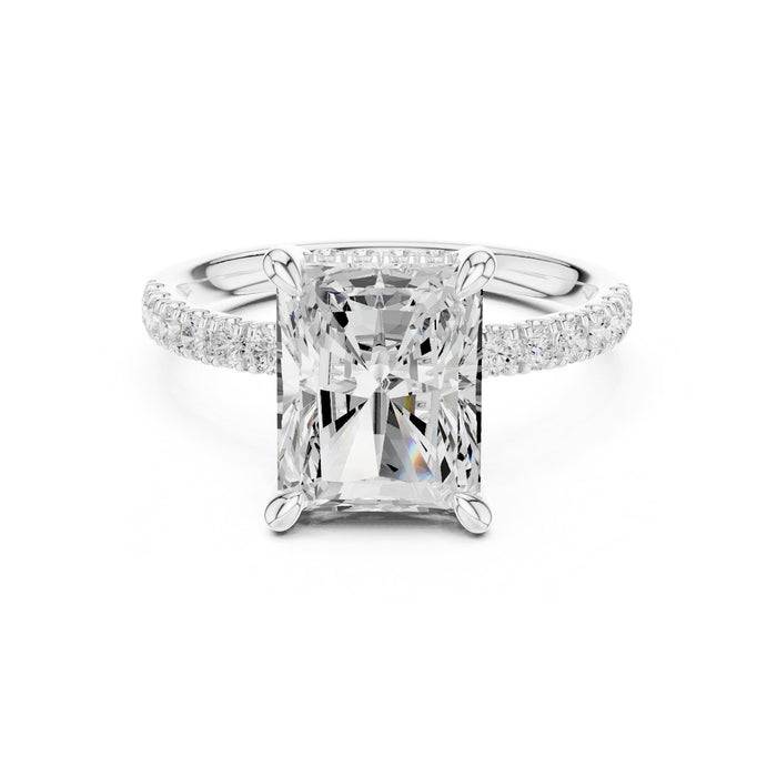 Emerald Lab Grown Diamond Hidden-Halo Engagement Ring
