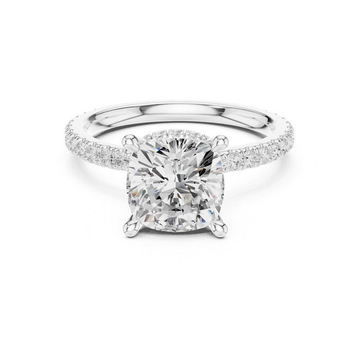 Cushion Lab Grown Diamond Hidden-Halo Engagement Ring