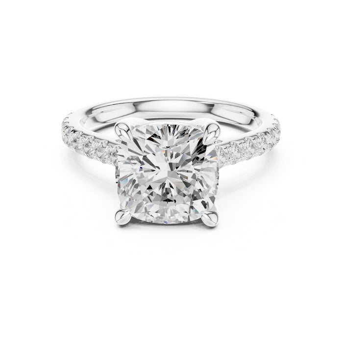 Cushion Lab Grown Diamond Pave Engagement Ring