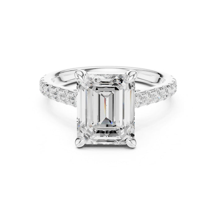 Emerald Lab Grown Diamond Hidden-Halo Engagement Ring