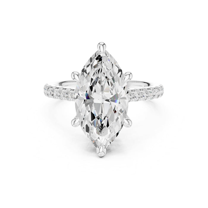 Marquise Lab Grown Diamond Side-Stone Engagement Ring