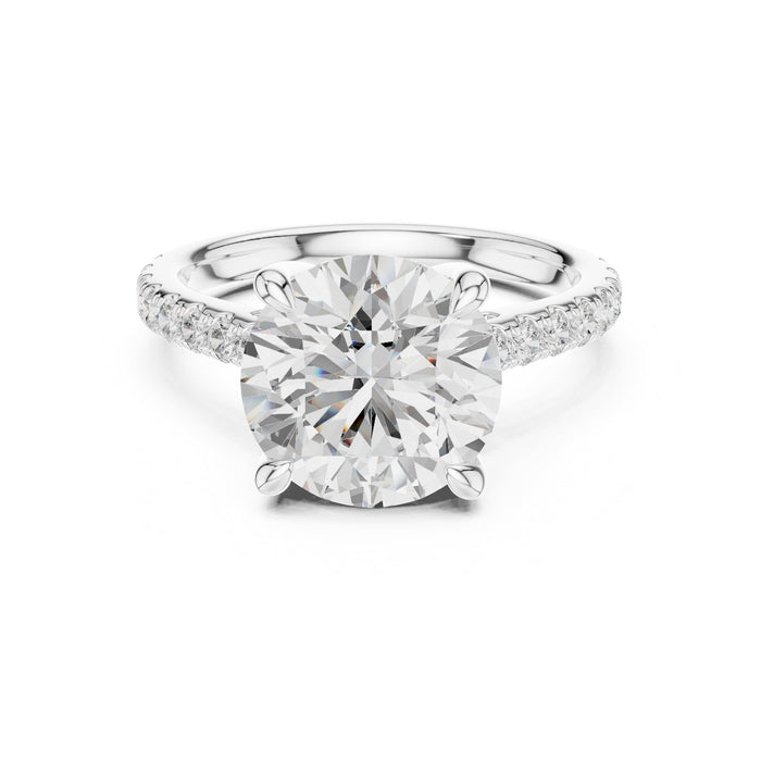Round Lab Grown Diamond Side-Stone Engagement Ring