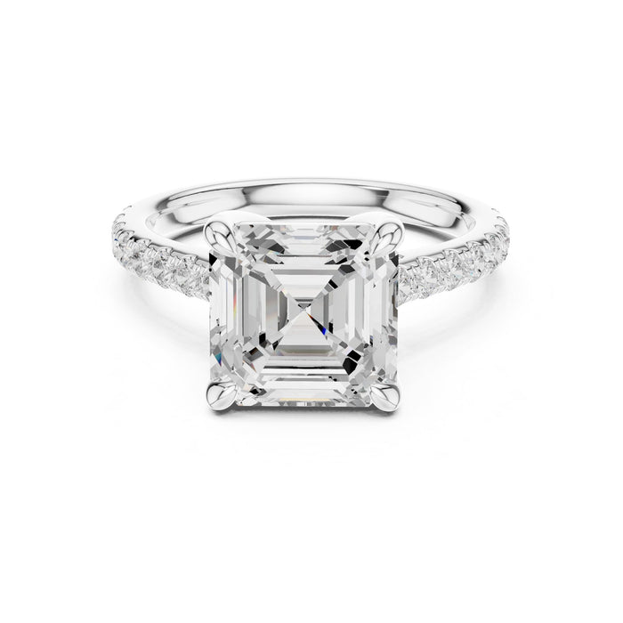 Asscher Lab Grown Diamond Pave Engagement Ring