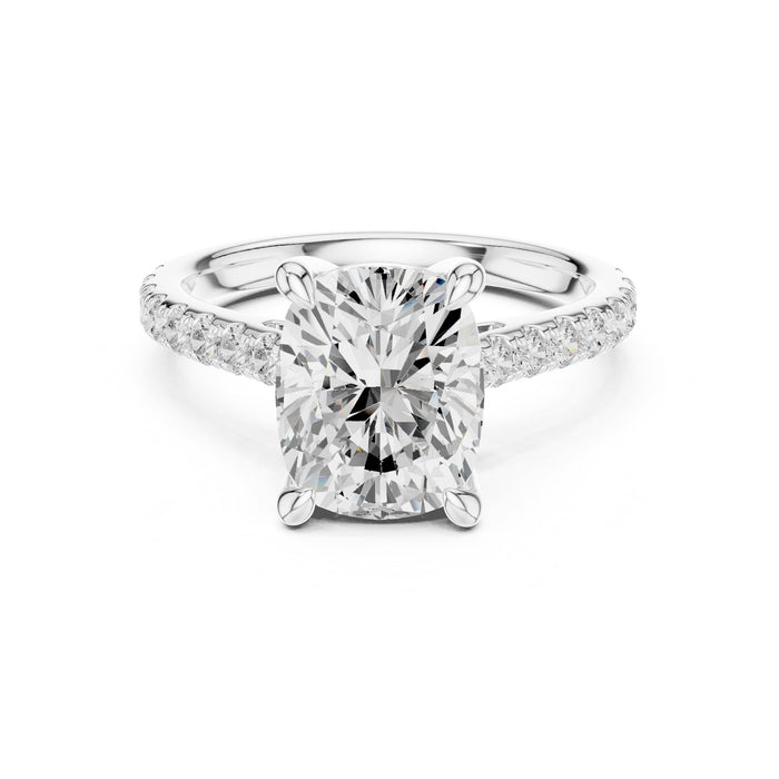 Cushion Lab Grown Diamond Hidden-Halo Engagement Ring