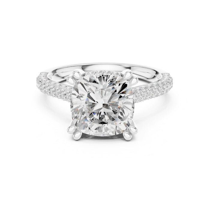 Round Lab Grown Diamond Hidden-Halo Engagement Ring