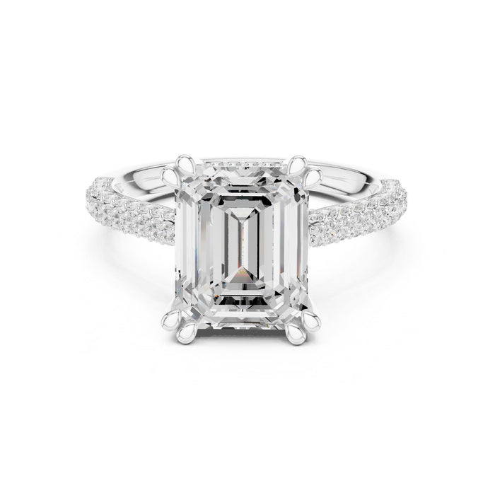Emerald Lab Grown Diamond Pave Engagement Ring