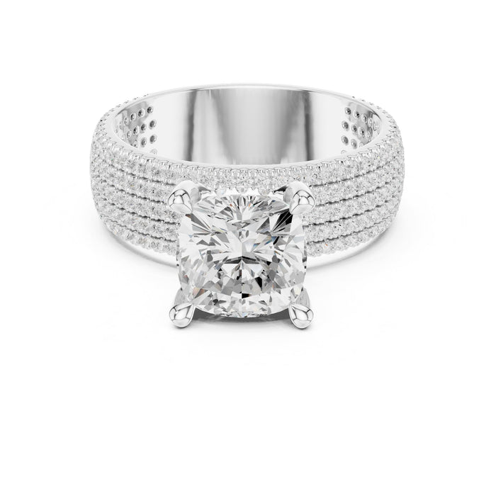 Cushion Lab Grown Diamond Pave Engagement Ring