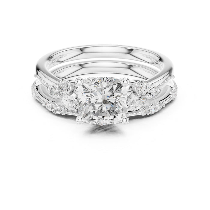 Round Lab Grown Diamond Side-Stone Engagement Ring