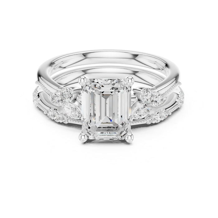Emerald Lab Grown Diamond Side-Stone Engagement Ring